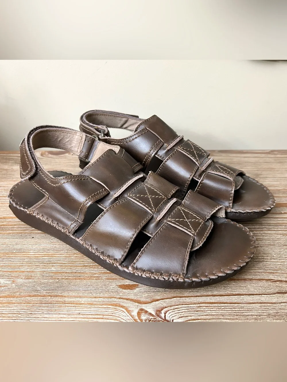 Florsheim Leather Fisherman Sandals Mens Size 8 Brown Comfort Casual Summer